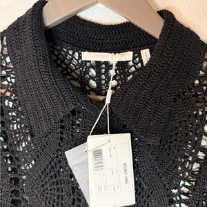 NWT Helmut Lang $895 Crochet Black Knit Cardigan, Small